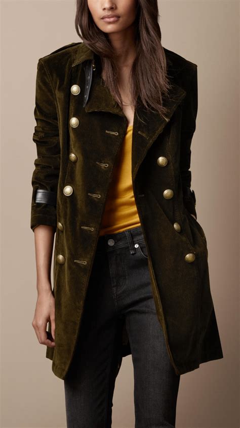 burberry mid-length corduroy military inspired
